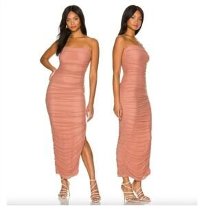 NBD Natasha Ruched Maxi Dress in Mocha